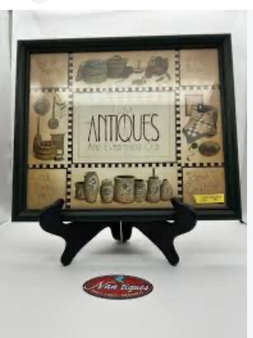 Vintage Green Framed 'I Love Antiques' Wall Accent | 11 x 13”